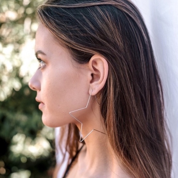 Boho Silver Star Wire earrings - Picture 5 of 8